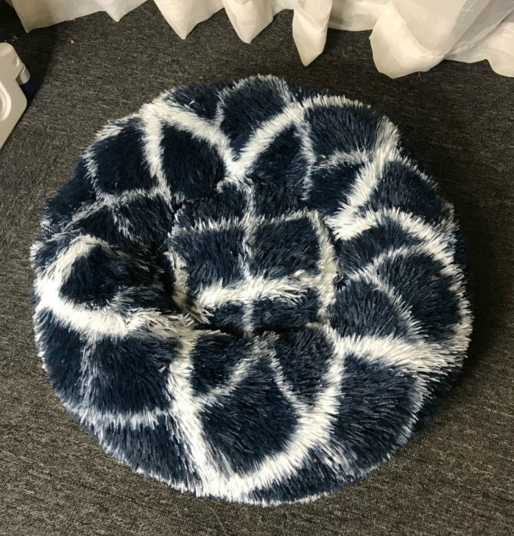 Long-haired Round Pet Kennel Warm Pet Bed, Specification: