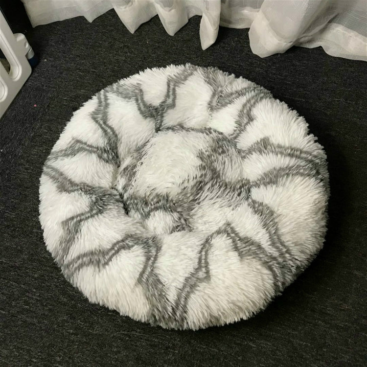 Long-haired Round Pet Kennel Warm Pet Bed, Specification: