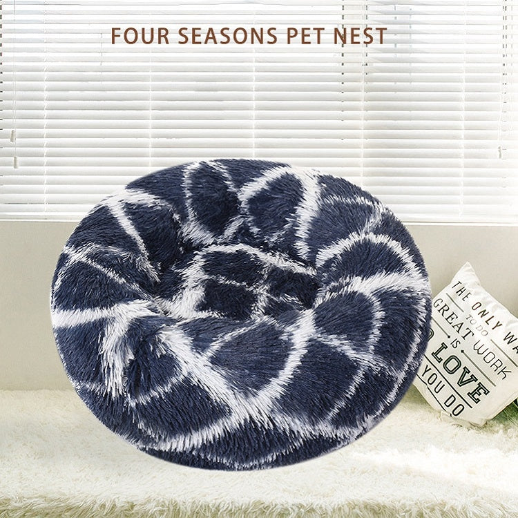 Long-haired Round Pet Kennel Warm Pet Bed, Specification: