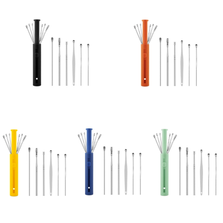 2 Packs Push-Pull Cylinder Storage Ear Scoop Set, Specification: 6 PCS/Set Blue