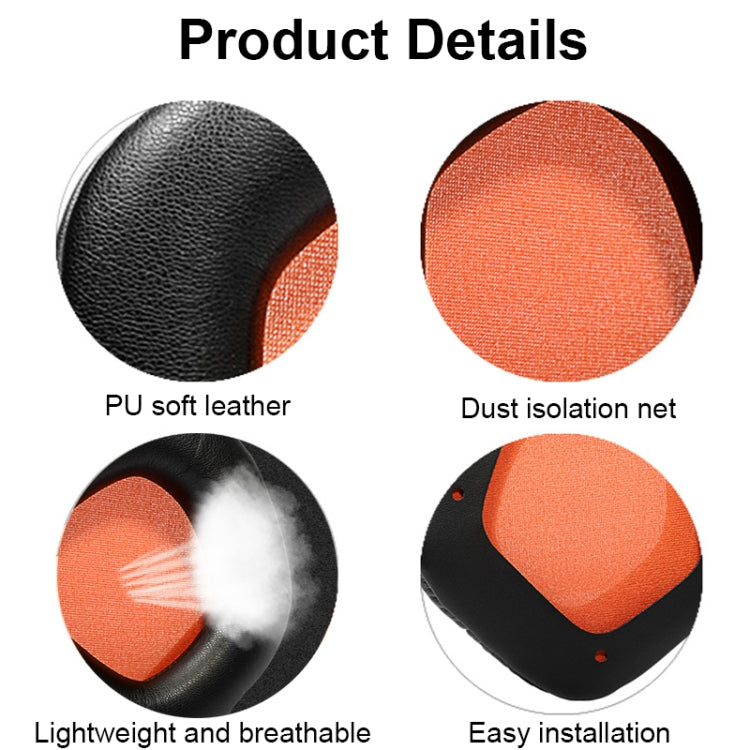 2 PCS Breathable Foam Headphone Sleeves Earmuffs For ASUS Strix 7.1 Raptor(Black Skin Orange Net)