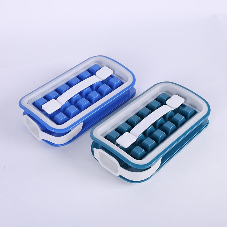 Folding Ice Tray Home Curling Storage Box Ice Cube Mold,Style: Rectangle  Green