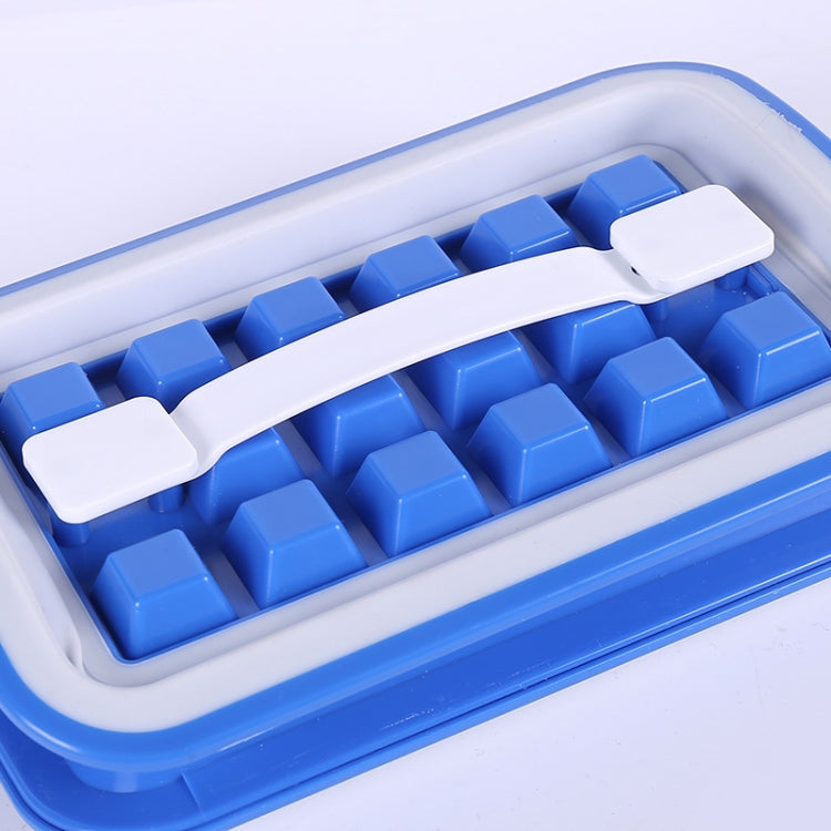 Folding Ice Tray Home Curling Storage Box Ice Cube Mold,Style: Rectangle  Green