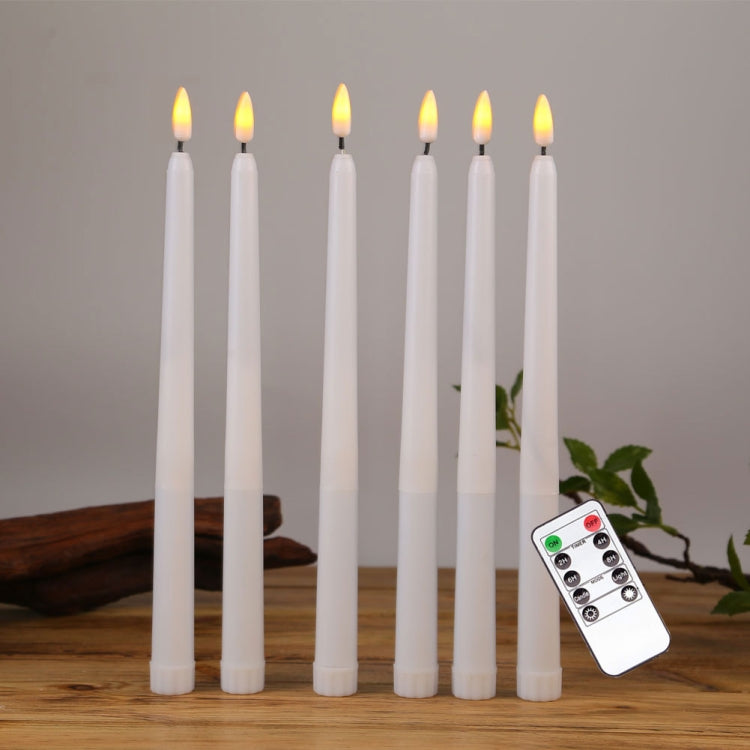 6 PCS B003 White Shell Long-rod Simulation Candle Light with Remote Control