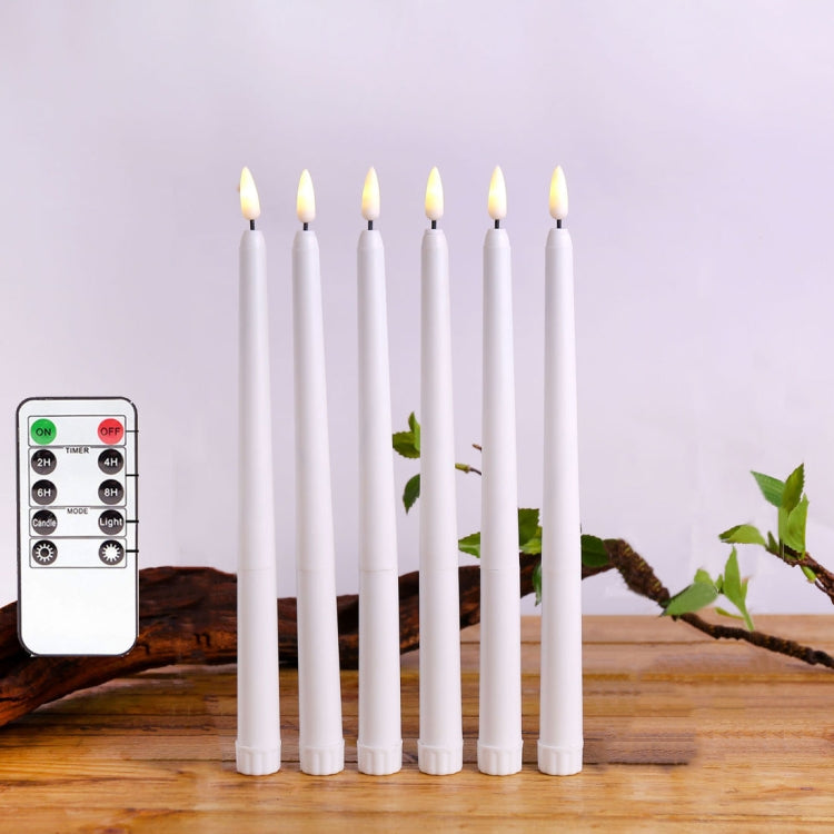 6 PCS B003 White Shell Long-rod Simulation Candle Light with Remote Control