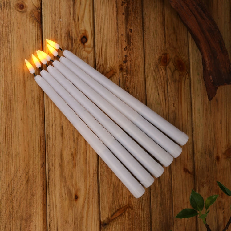 6 PCS B003 White Shell Long-rod Simulation Candle Light with Remote Control