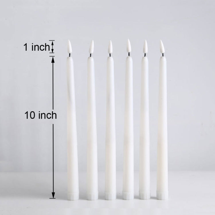 6 PCS B003 White Shell Long-rod Simulation Candle Light with Remote Control