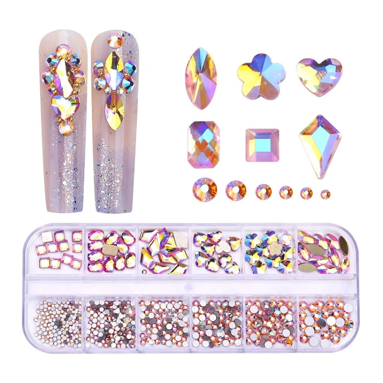 12 Grid Flat Bottom Shaped Nail Rhinestones Nail Decoration, Specification: 09