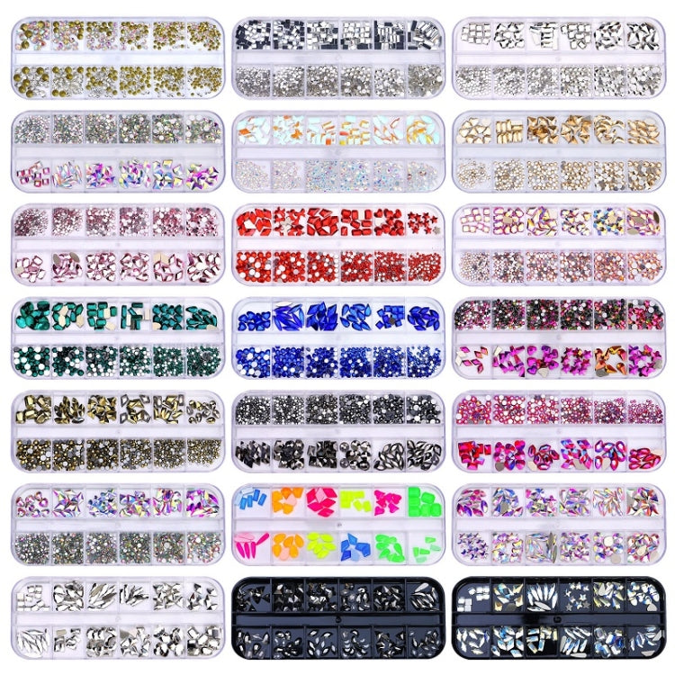 12 Grid Flat Bottom Shaped Nail Rhinestones Nail Decoration, Specification: 16