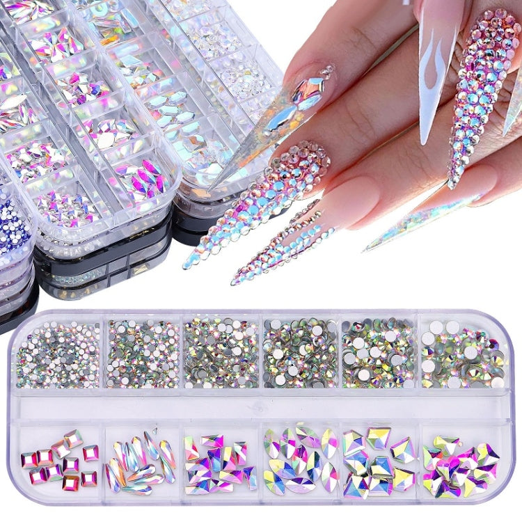 12 Grid Flat Bottom Shaped Nail Rhinestones Nail Decoration, Specification: 16