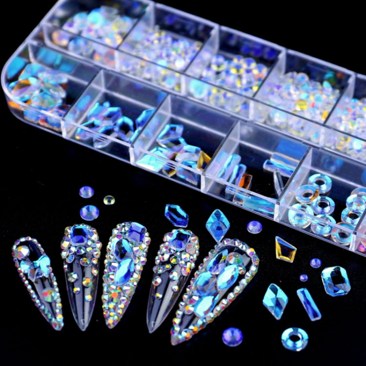 12 Grid Flat Bottom Shaped Nail Rhinestones Nail Decoration, Specification: 18