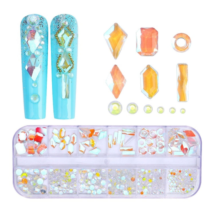 12 Grid Flat Bottom Shaped Nail Rhinestones Nail Decoration, Specification: 27