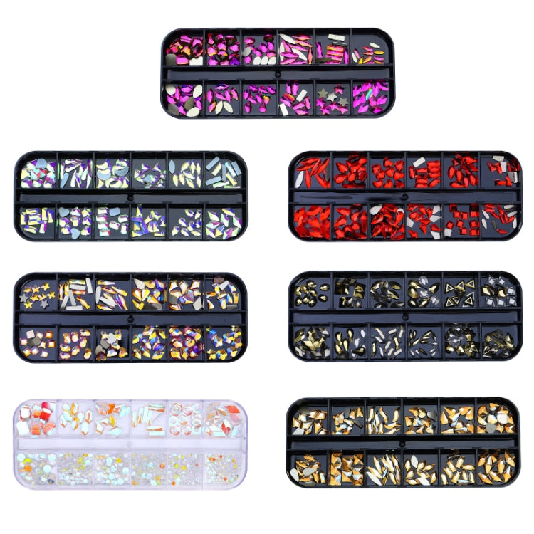 12 Grid Flat Bottom Shaped Nail Rhinestones Nail Decoration, Specification: 27
