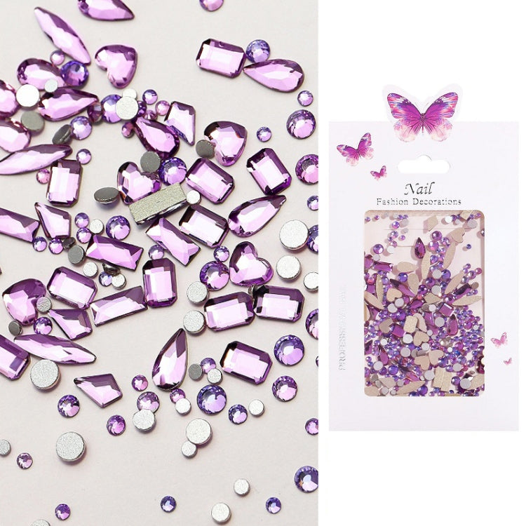 DIY Flat Bottom Shaped Glass Mixed Nail Art Rhinestones, Specification: 01