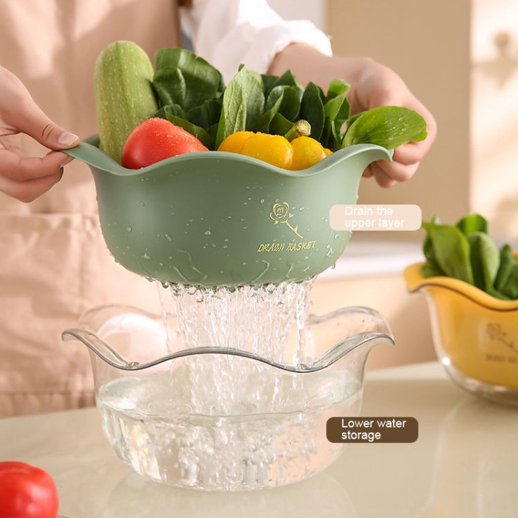 JM059 Kitchen Petal Draining Basket Household PET Double-layer Vegetable Washing Basket