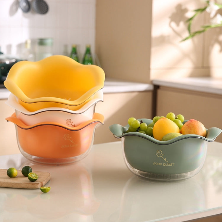 JM059 Kitchen Petal Draining Basket Household PET Double-layer Vegetable Washing Basket