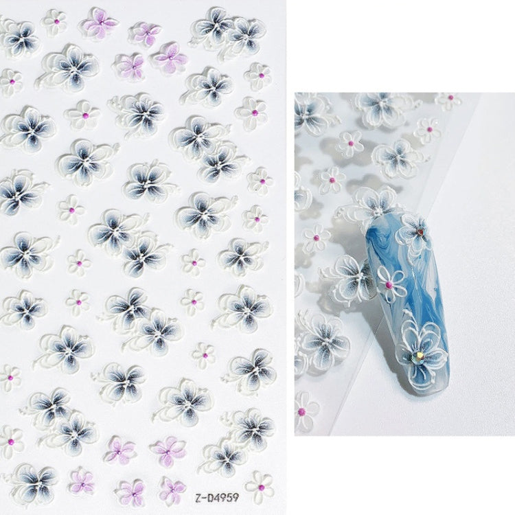 3 PCS Three-dimensional Adhesive Embossed Flower Nail Sticker