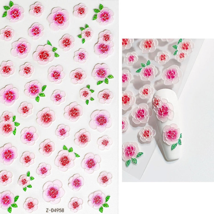 3 PCS Three-dimensional Adhesive Embossed Flower Nail Sticker