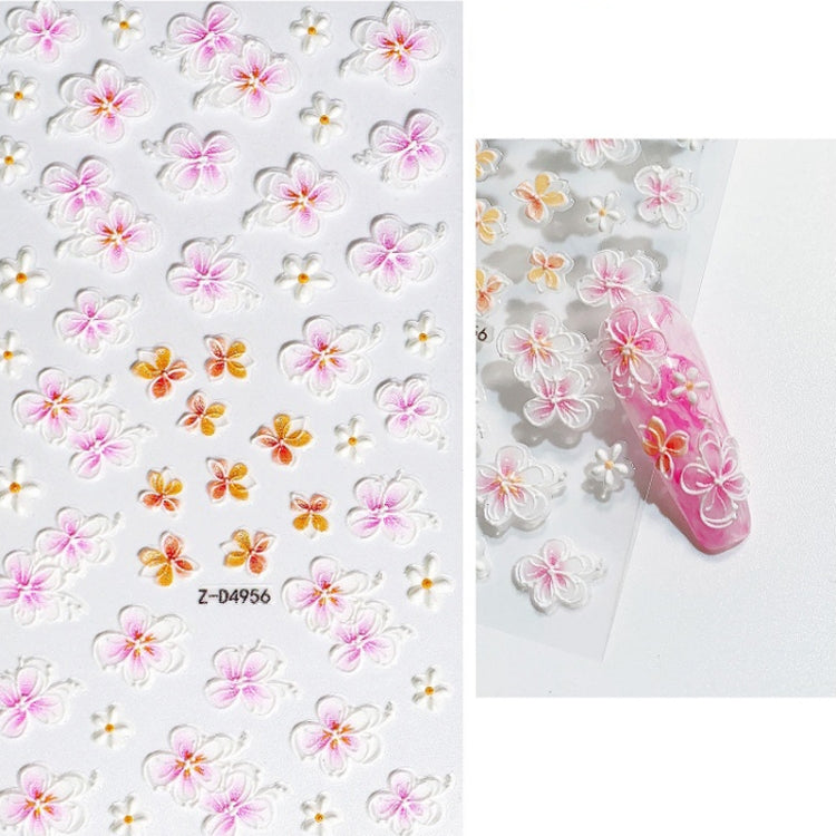 3 PCS Three-dimensional Adhesive Embossed Flower Nail Sticker