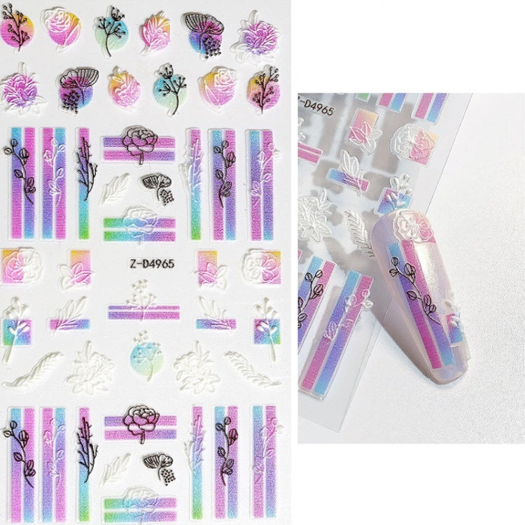 3 PCS Three-dimensional Adhesive Embossed Flower Nail Sticker