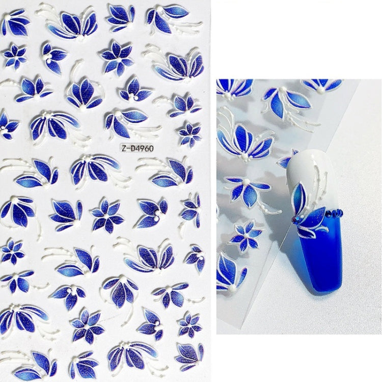 3 PCS Three-dimensional Adhesive Embossed Flower Nail Sticker