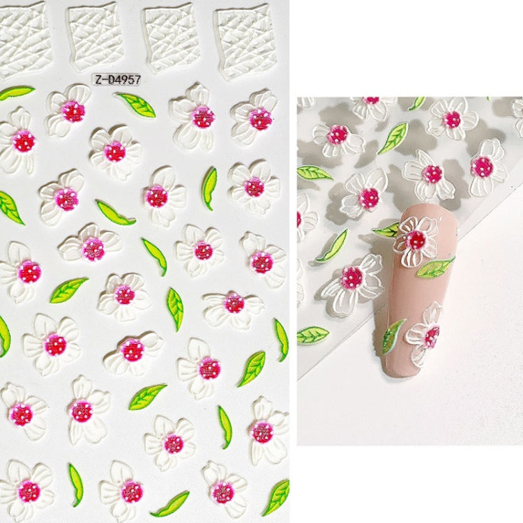3 PCS Three-dimensional Adhesive Embossed Flower Nail Sticker
