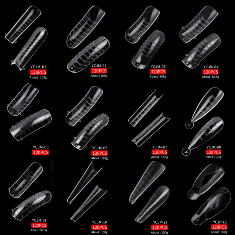 2 Boxes Nail Crystal Rapid Light Therapy Extension Nail Model, Shape: 120 PCS 12