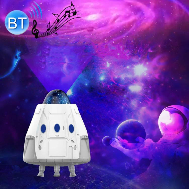 5W Space Capsule Bluetooth Star Projection Lamp Galaxy Atmosphere Lamp with Remote Control(White)