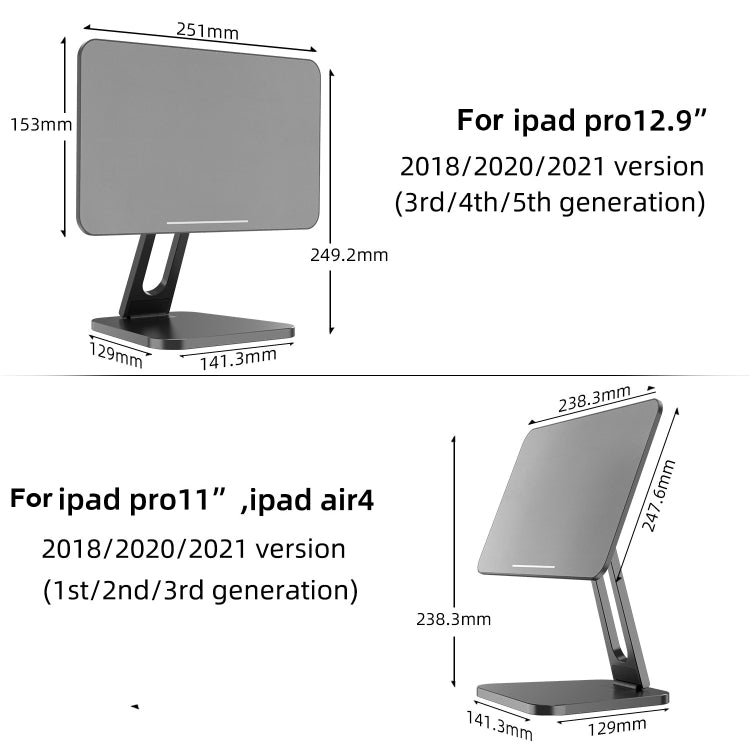 X27 Desktop Folding Rotating Tablet Magnetic Bracket For  iPad Pro 12.9 Inch (2018/2020/2021)