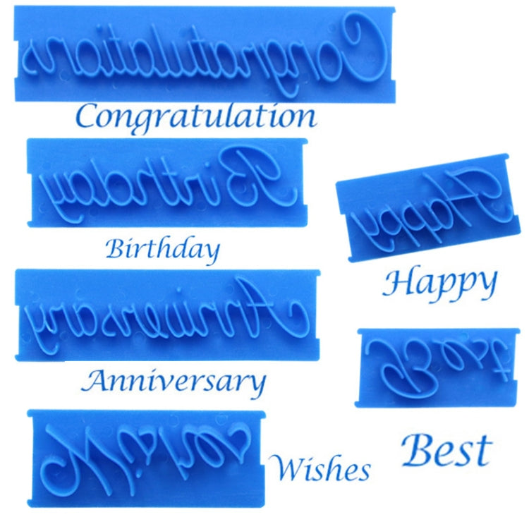 3 Sets A020 Cake Decorating Hand Lettering Phrase Fondant Stamp Mold(Blue)