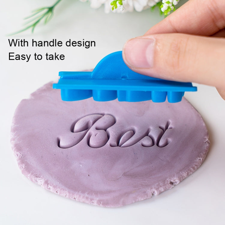 3 Sets A020 Cake Decorating Hand Lettering Phrase Fondant Stamp Mold(Blue)