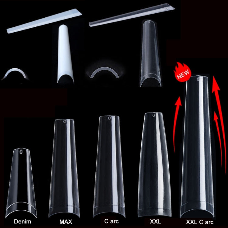 504 PCS/Pack Manicure Denim Flat Head Seamless Nail Pieces, Color: XXL Arc Transparent