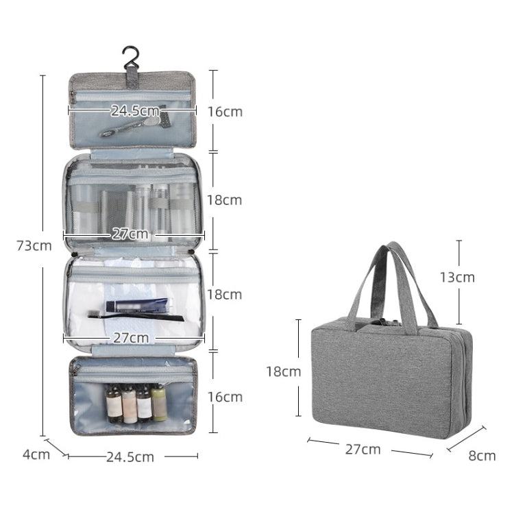 13552A Travel Waterproof Foldable Toiletry Bag Cosmetic Bag with Hook, Color: Black