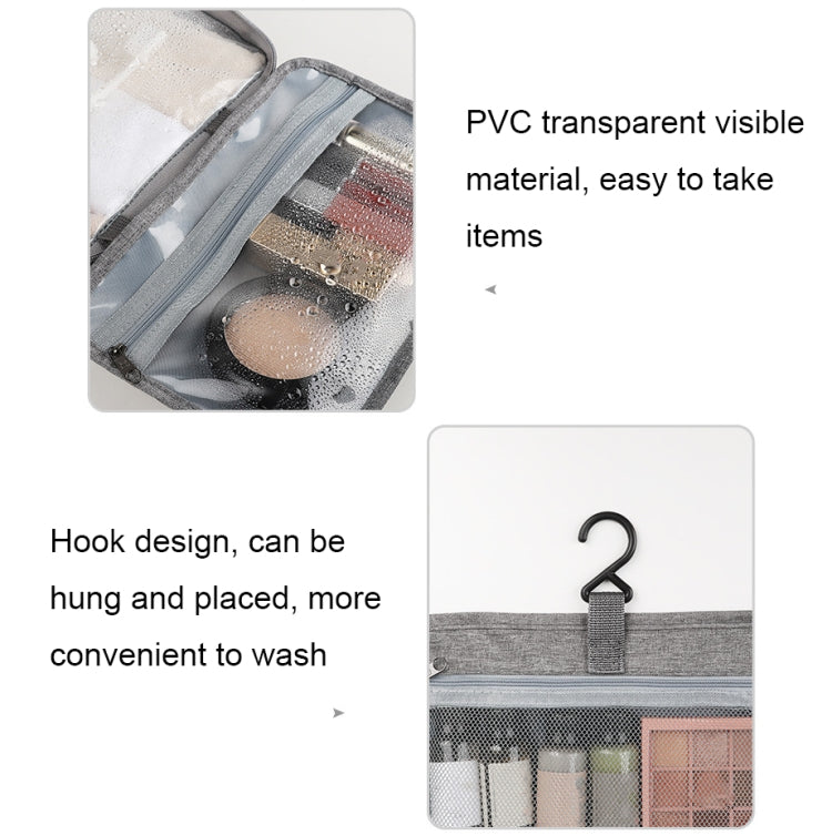 13552A Travel Waterproof Foldable Toiletry Bag Cosmetic Bag with Hook, Color: Grey