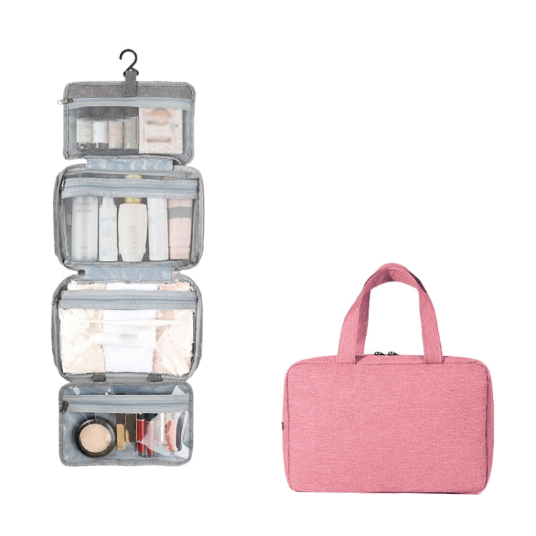 13552A Travel Waterproof Foldable Toiletry Bag Cosmetic Bag with Hook, Color: Pink
