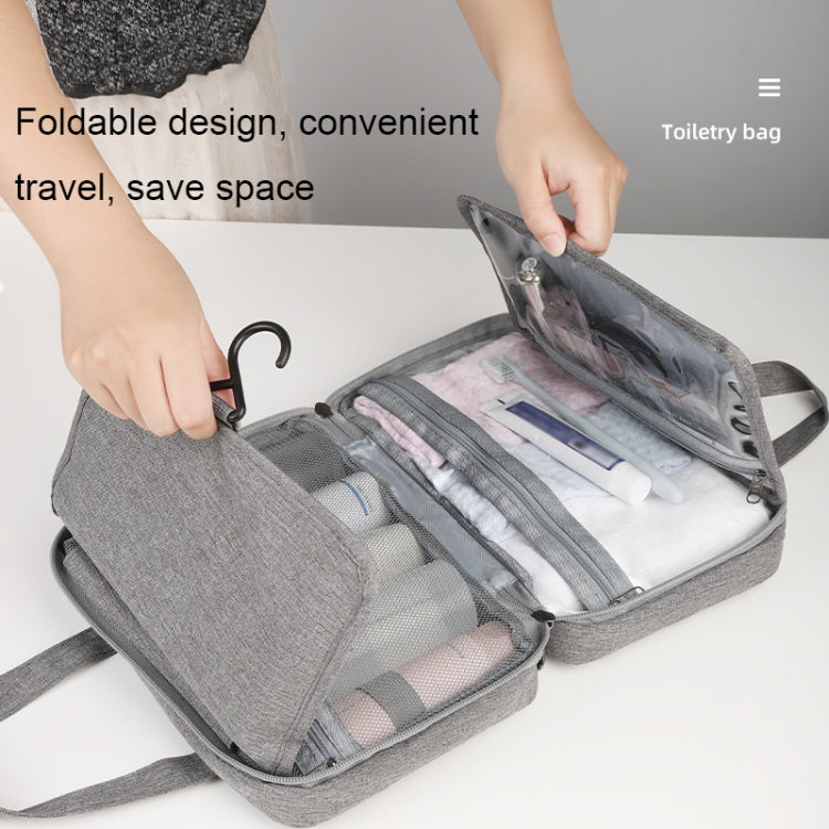 13552A Travel Waterproof Foldable Toiletry Bag Cosmetic Bag with Hook, Color: Navy Blue