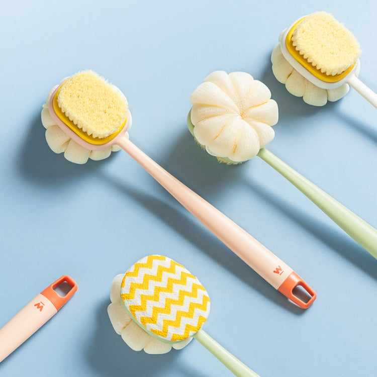 SW076 Double Side Bath Brush Disassembly Long Handle Soft Nylon Brush, Color: Green Bath Cloth