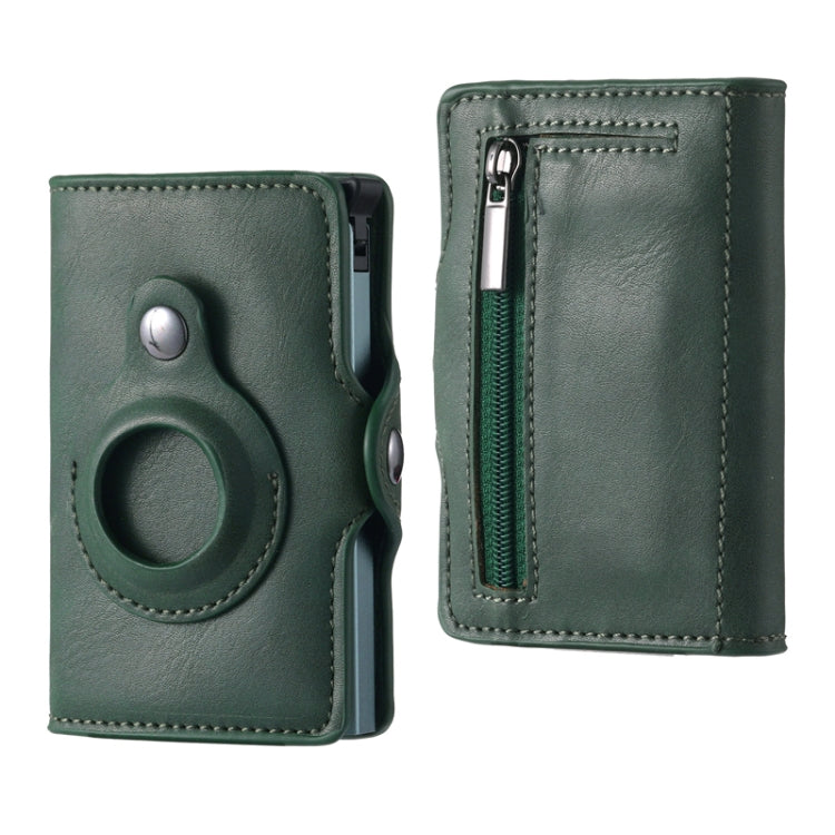 FY2108 Tracker Wallet Metal Card Holder for AirTag, Style: Crazy Horse (Green)