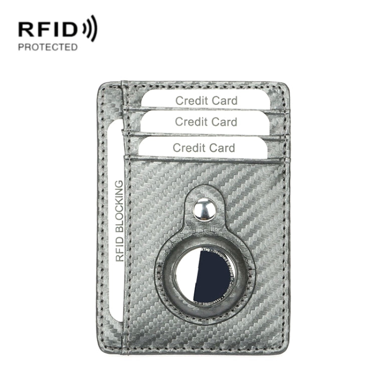 TQ-319 Anti-Theft Anti-Lost Tracker Leather Card Holder For AirTag, Style: Carbon Fiber (Gray)