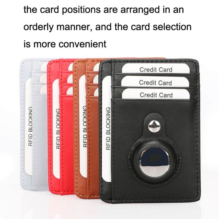 TQ-319 Anti-Theft Anti-Lost Tracker Leather Card Holder For AirTag, Style: Lychee Pattern (Black)