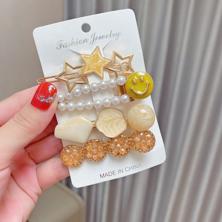 4PCS/Set Resin Model Alloy Colorful Hairpin Headgear Pearl Rhinestone Clip Set