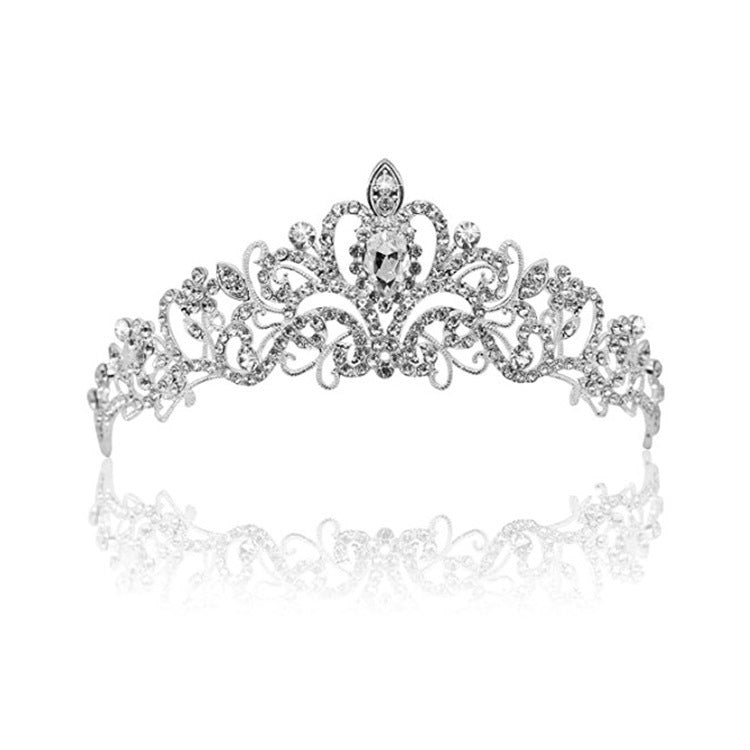 G2888 Crystal Diamond Wedding Party Braided Hair Crown Show Headband, Color: Silver White