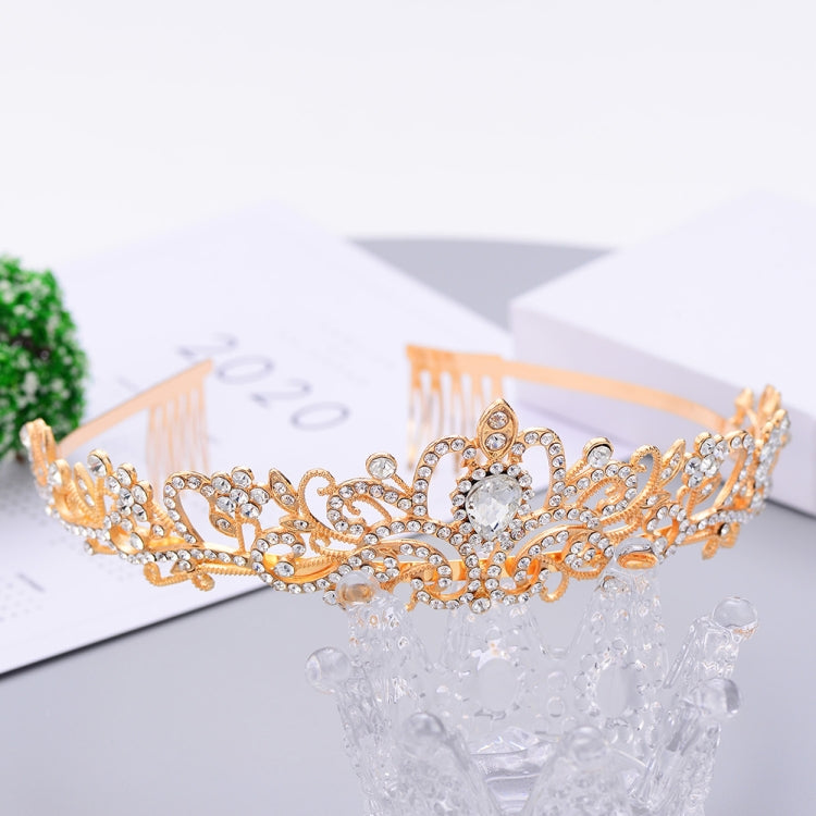 G2888 Crystal Diamond Wedding Party Braided Hair Crown Show Headband, Color: Rose Gold