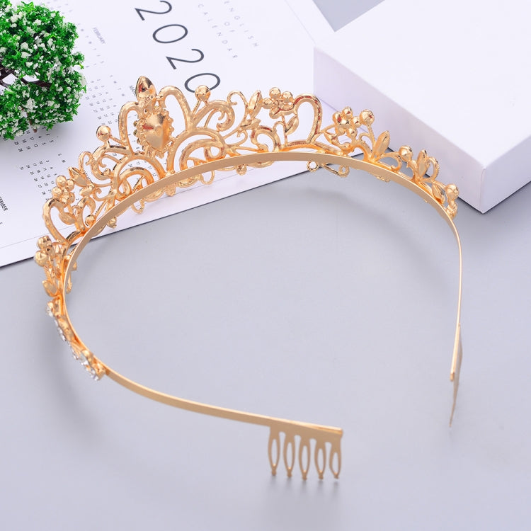 G2888 Crystal Diamond Wedding Party Braided Hair Crown Show Headband, Color: Rose Gold