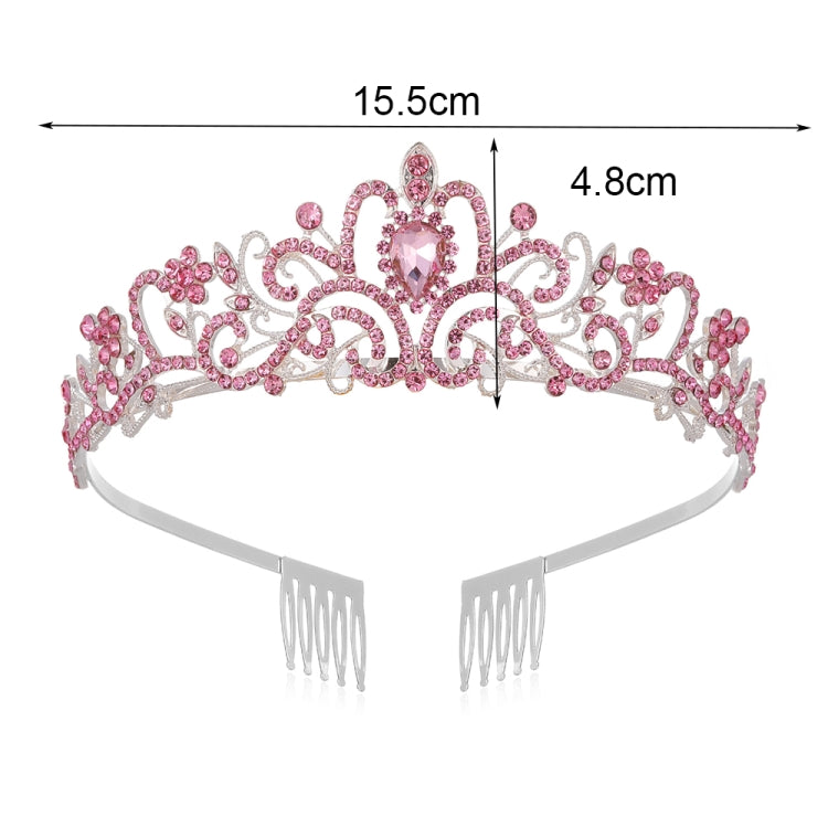 G2888 Crystal Diamond Wedding Party Braided Hair Crown Show Headband, Color: Rose Gold