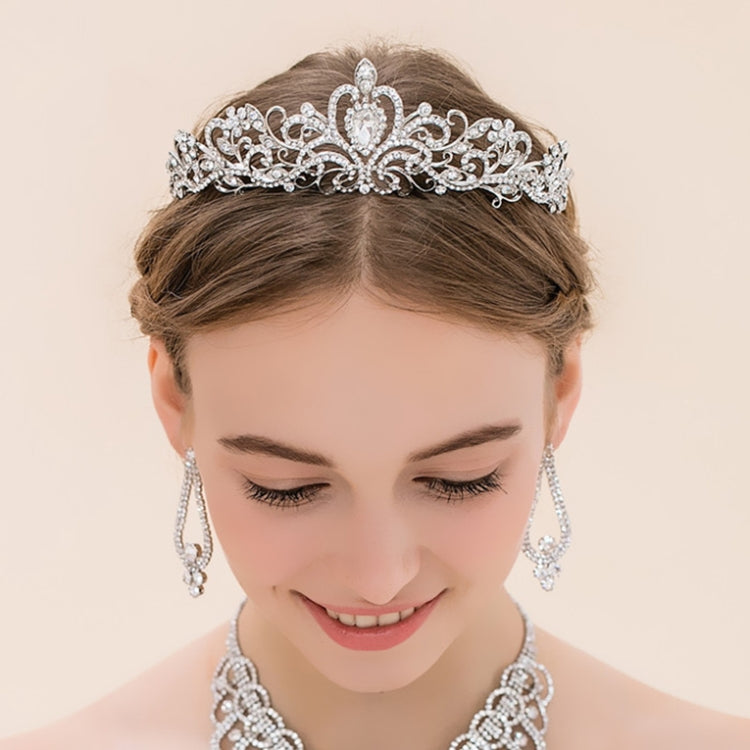 G2888 Crystal Diamond Wedding Party Braided Hair Crown Show Headband, Color: Rose Gold