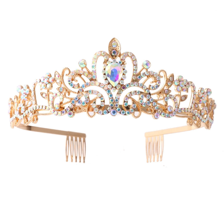 G2888 Crystal Diamond Wedding Party Braided Hair Crown Show Headband, Color: Golden AB
