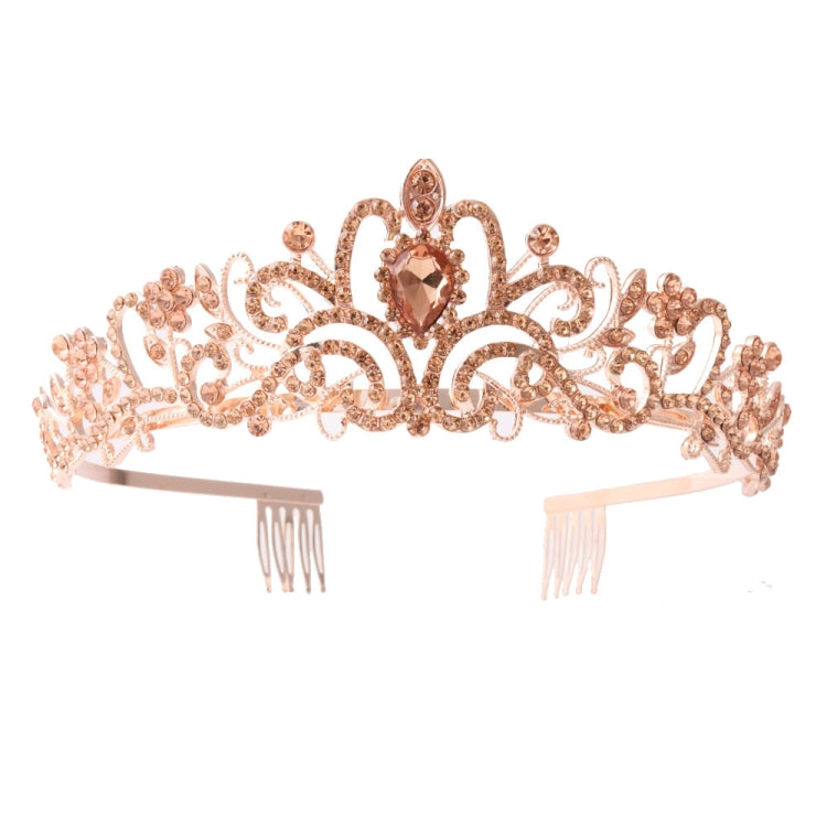 G2888 Crystal Diamond Wedding Party Braided Hair Crown Show Headband, Color: Champagne