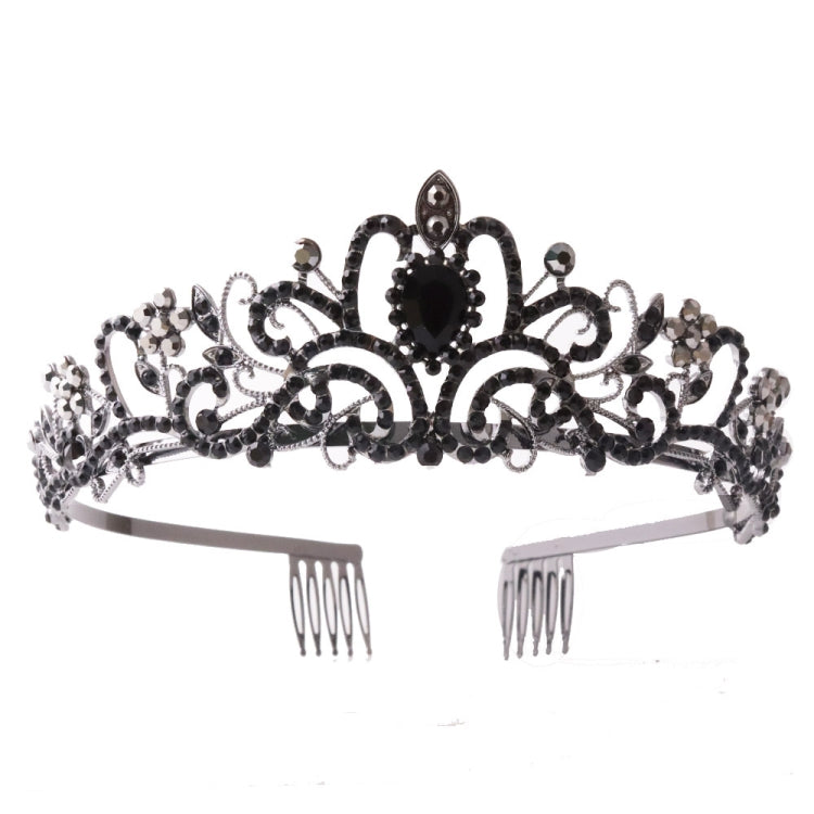 G2888 Crystal Diamond Wedding Party Braided Hair Crown Show Headband, Color: Black