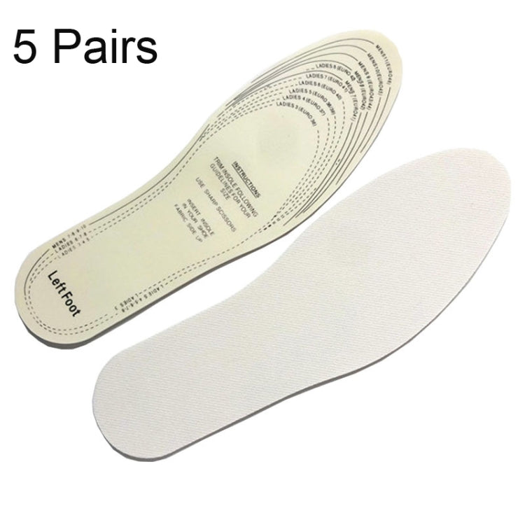 5 Pairs Spring and Summer Men and Women Breathable Shock-absorbing Latex Non-woven Insole(White)